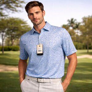 Halifax Traders Men's Printed Short Sleeve Golf Polo Shirt - Size Small - NWT